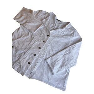 Habitat White Cotton Buttoned Deconstructed Blazer Blouse Women's LARGE